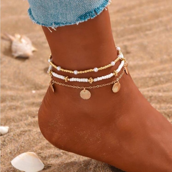 3pcs (set) bohemian style anklets. - Picture 3 of 3